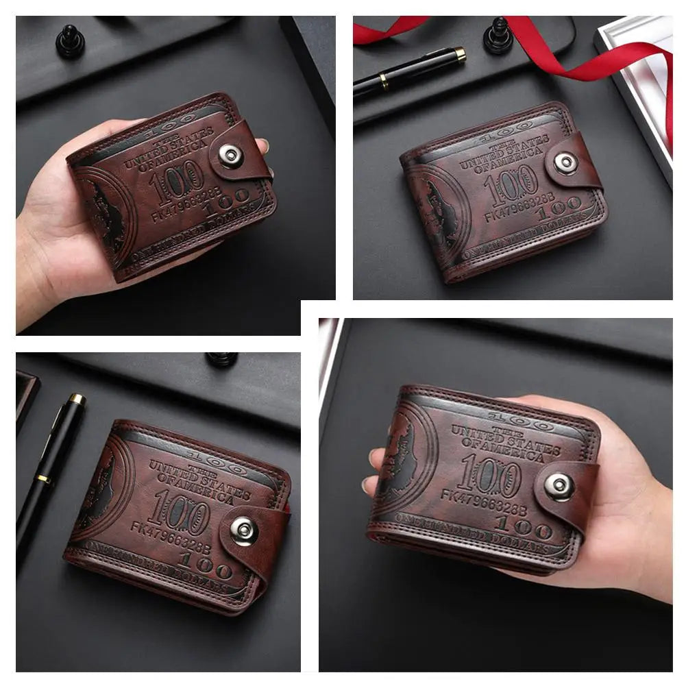 Men's Wallets with 100 US Dollar Pattern Hasp Male Leather Wallet with Zipper Card Holder Coin Pocket Purse Cartera Hombre K's Collection Store