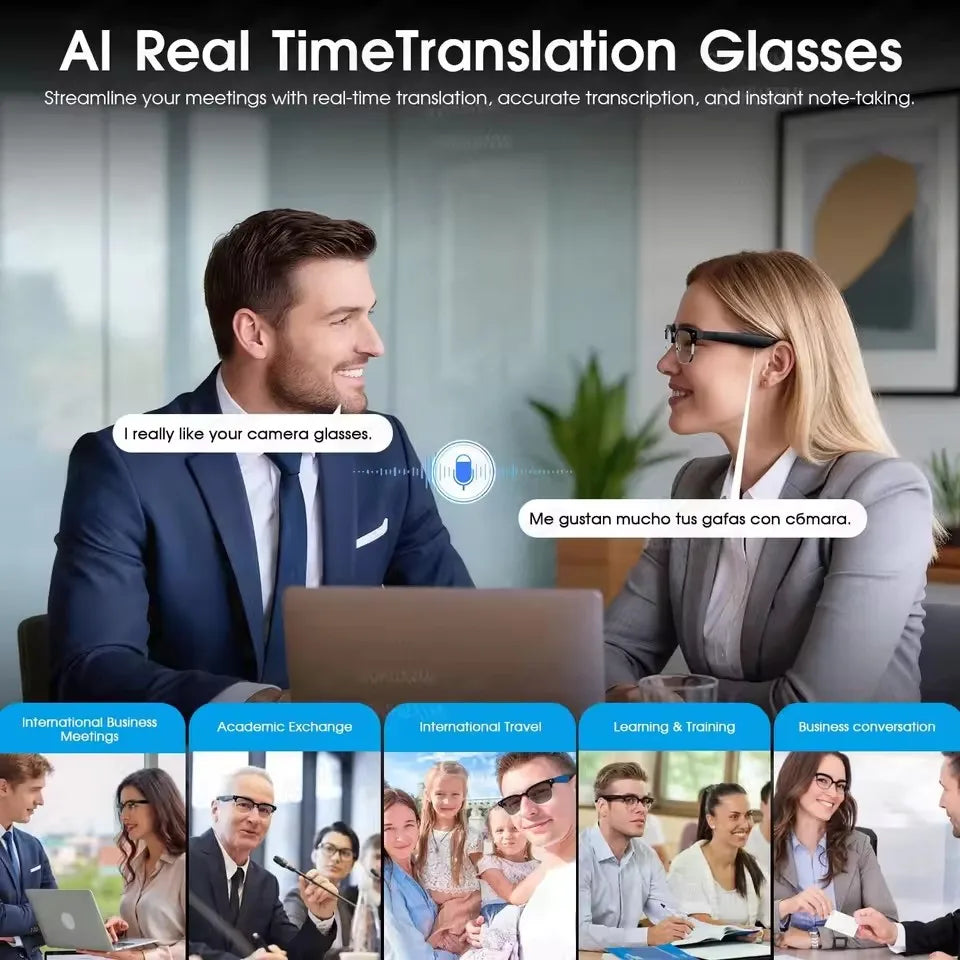 2026 New 8MP Ultra-Wide HD Camera Smart Glasses Video Record 4GB AI Photo Recognition BT Call Translation Voice Smart Glasses K's Collection Store