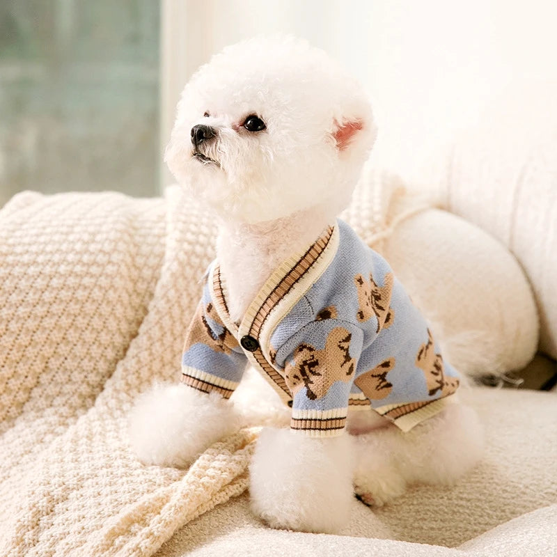 Luxury Striped Dog Cardigan Sweater | Small Dogs, Chihuahua, Bichon, Kitten – Warm Pet Coat K's Collection Store