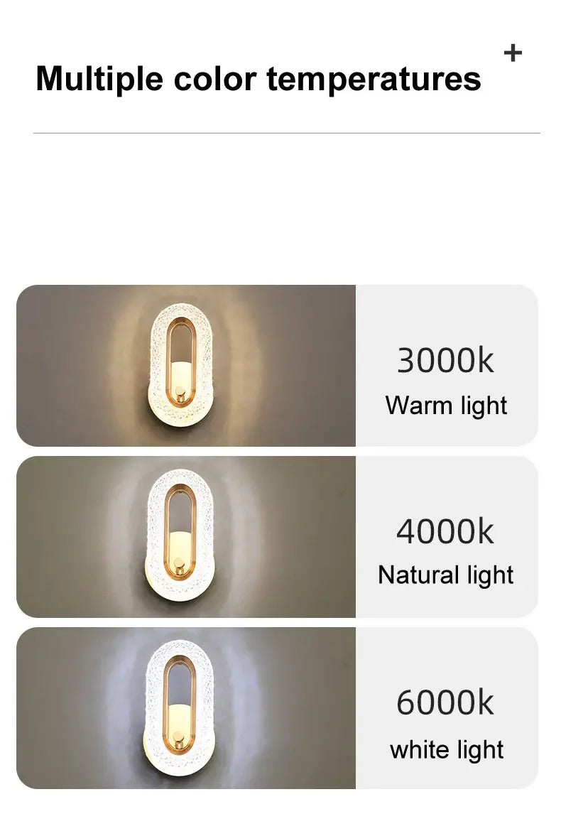 Luxury Bedroom Decoration Wall Lamp Acrylic Lampshade Rose Gold Metal Body Sconce Light LED Home Corridor Warm Atmosphere Lustre K's Collection Store