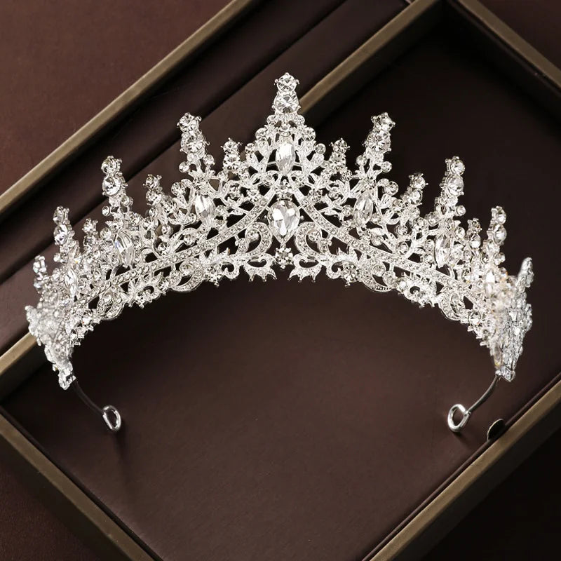 Bridal Wedding Jewelry 4-piece Set, Alloy Crystal Crown&Crystal Necklace&Earrings Women's Classic Wedding Tiaras K's Collection Store
