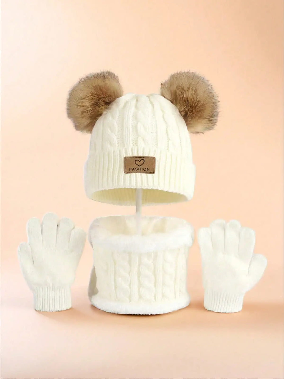 3PC 2-12Y Autumn and Winter Children's Hats and Neck Gloves Set, Cute, Comfortable and Warm, Hats for Boys and Girls K's Collection Store