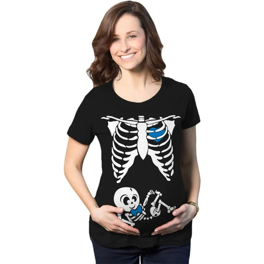 Maternity Skeleton Baby Monster Pumpkin T Shirts Funny Cute Pregnancy Halloween Tees K's Collection Store