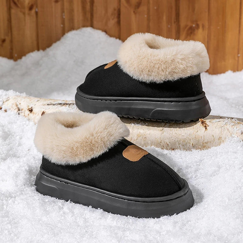 Winter Women's Indoor Slippers Warm Thick Sole Soft Sole Comfortable Outdoor Non Slip Snow Boots Fashion Bedroom Home Shoes K's Collection Store