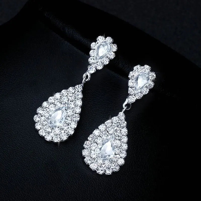 Luxurious Wedding Jewelry Sets for Bridal Bridesmaid Jewelery Drop Earring Necklace Austria Crystal Wholesale Gift K's Collection Store