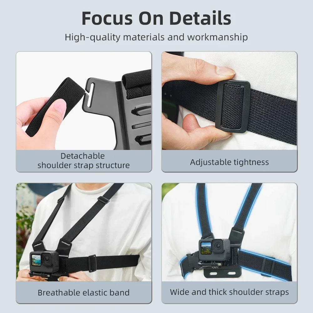 Chest Strap Mount Belt for DJI Action 5 Pro/Insta360 X5/Osmo 360 Camera Harness for Phone Sports POV Photographic Accessories K's Collection Store