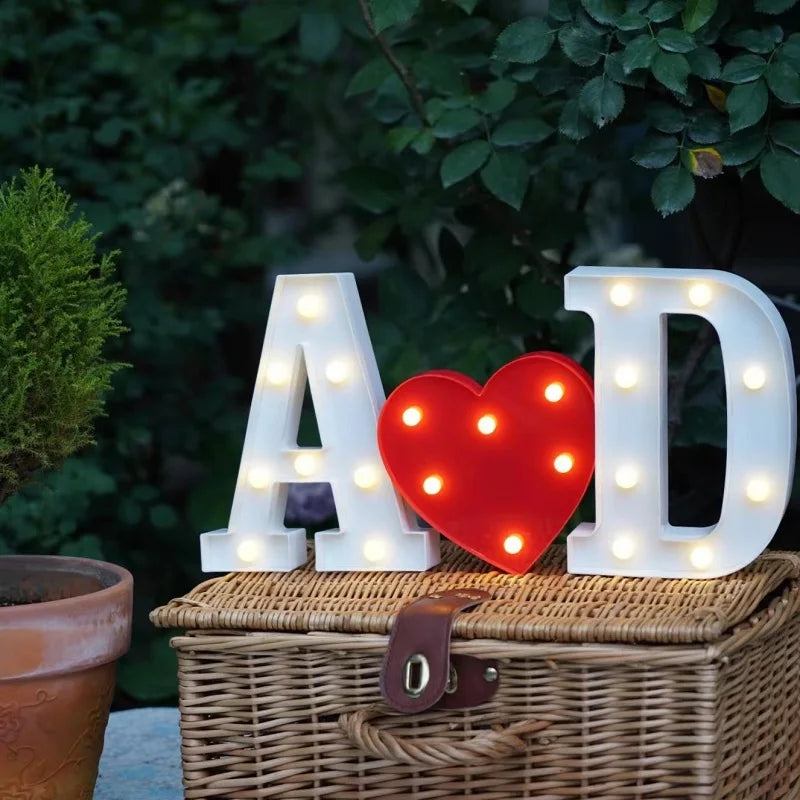 Luxury Alphabet Letter LED Lights Luminous Number Lamp  Battery Night Light for Home Wedding Birthday Christmas Party Decoration K's Collection Store