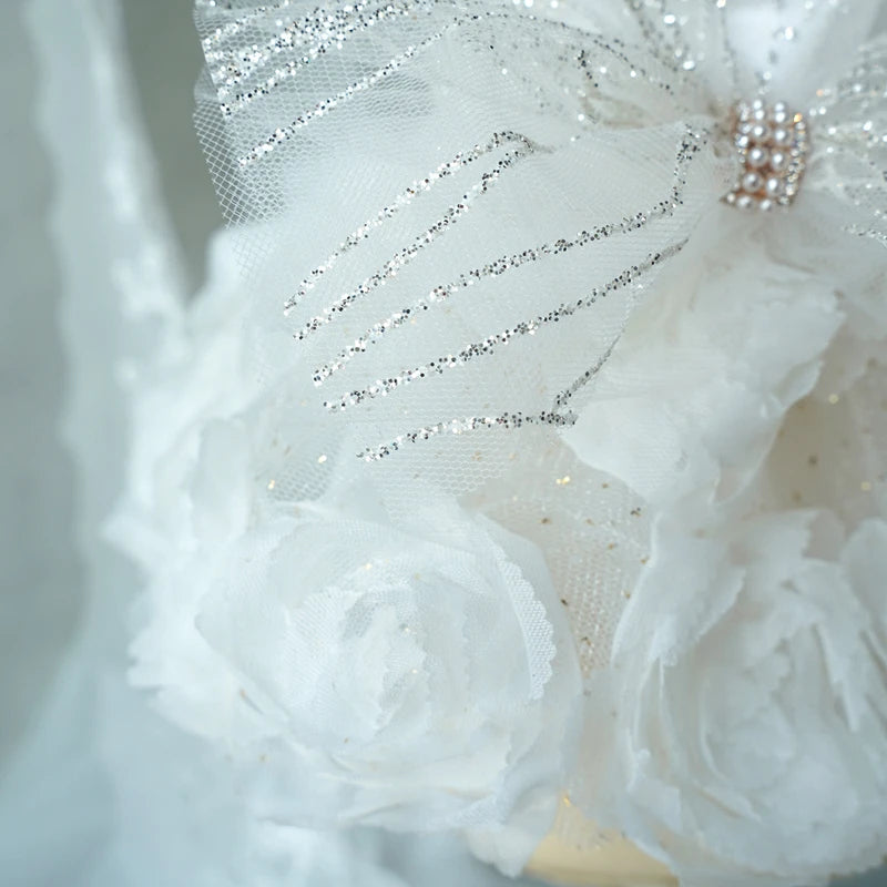 Luxury Designer Puppy Dress for Bride White Pink Girl Dog Wedding Outfit Formal Costume with Lace Rose Flower Small Dog Clothing K's Collection Store