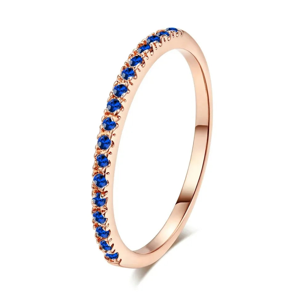 Simple Delicate Trendy Shiny Inlay Zirconia Thin Rings for Women Rose Gold Silver Colour Ring Wedding Accessory Jewelry Gifts K's Collection Store