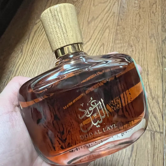 Amber oud perfume bottle with gold cap, glass 100 ml