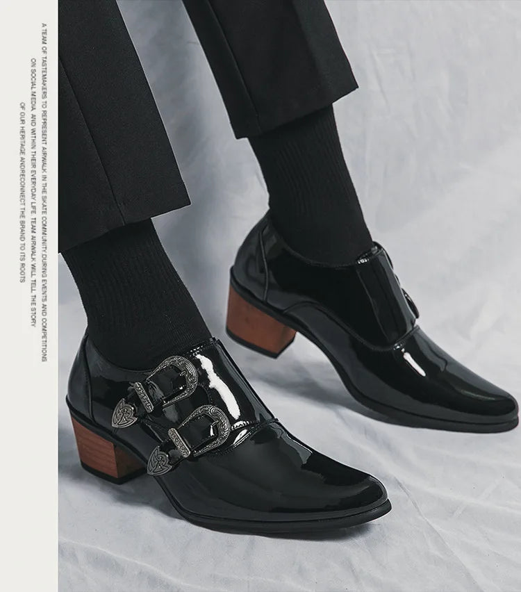Luxury Classic High Heels Men Leather Shoes Height Increasing Casual Wedding Party Dancing Shoes Men Spring/Autumn K's Collection Store