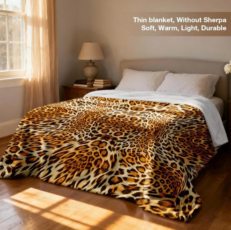 1PC Throw Leopard pattern arts Cow skin pattern Flannel Blanket Thin Throw Soft Warm Blankets Festival Gifts for all season use K's Collection Store