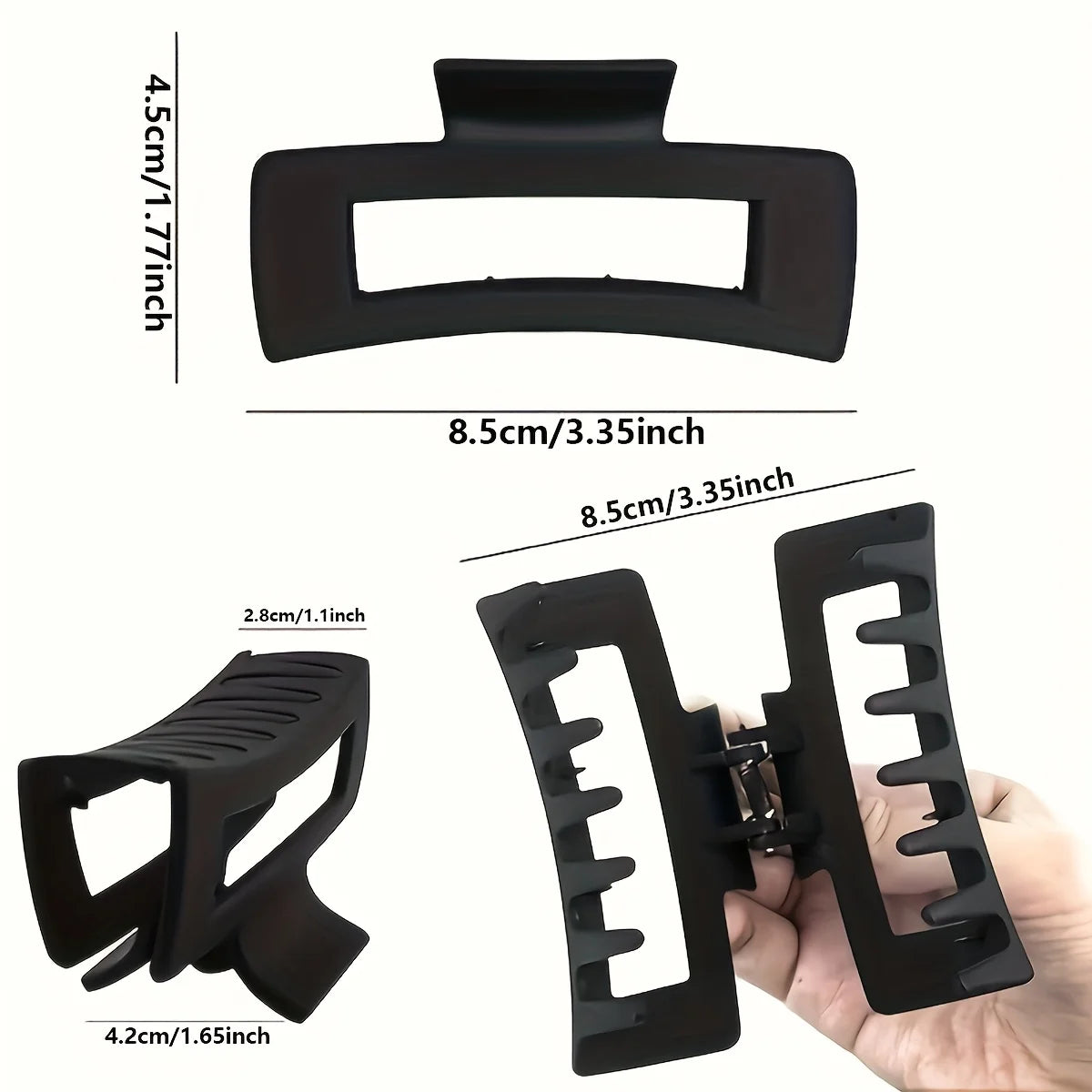 4 rectangular hair clips for women and girls, with anti-slip claws suitable for both thin and thick hair. The square jaws provid K's Collection Store