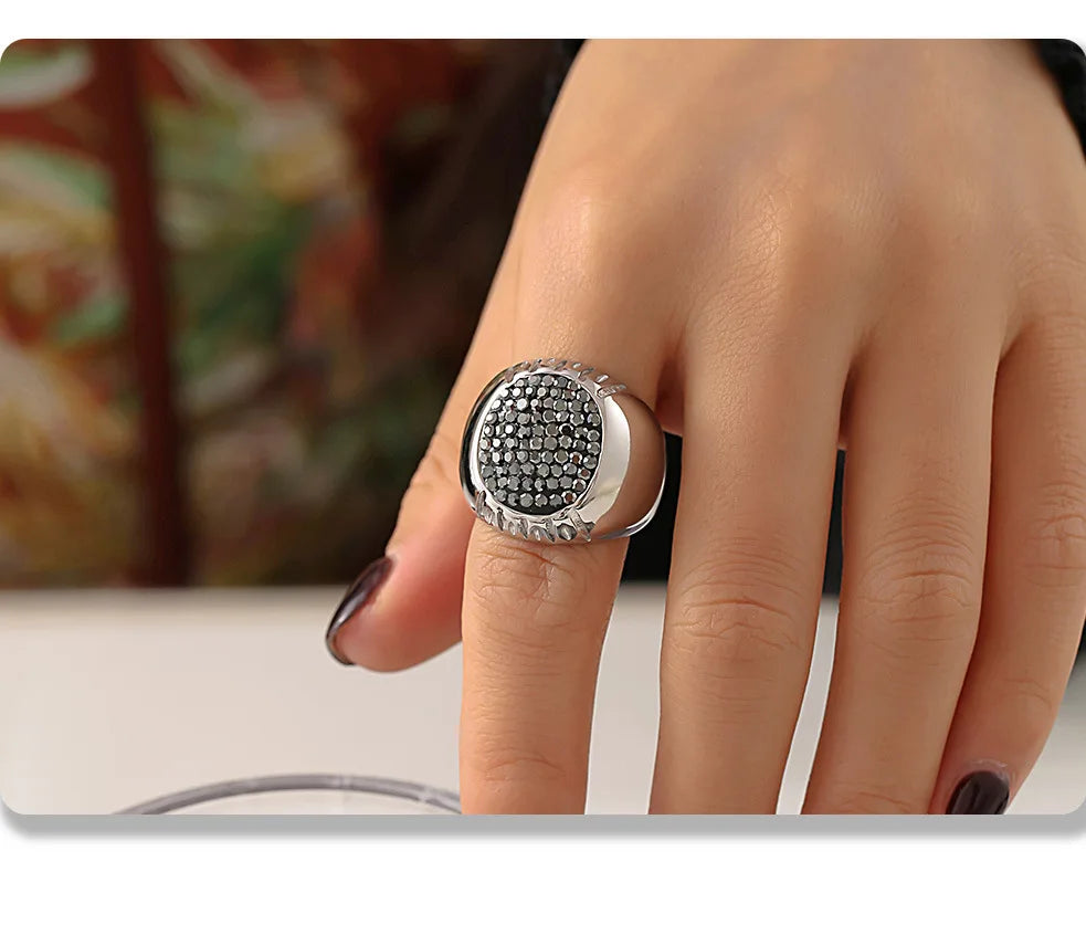 Luxury Shiny Rhinestones Beautiful Rings for Women Gold Plated Waterproof Stainless Steel Ring Exaggerate Finger Jewelry Gift K's Collection Store