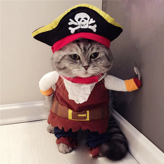 Funny Pet Clothes Pirate Dog Cat Costume Suit Corsair Dressing up Party Apparel Clothing for Cat Dog Plus Hat Pet Dog Costume K's Collection Store