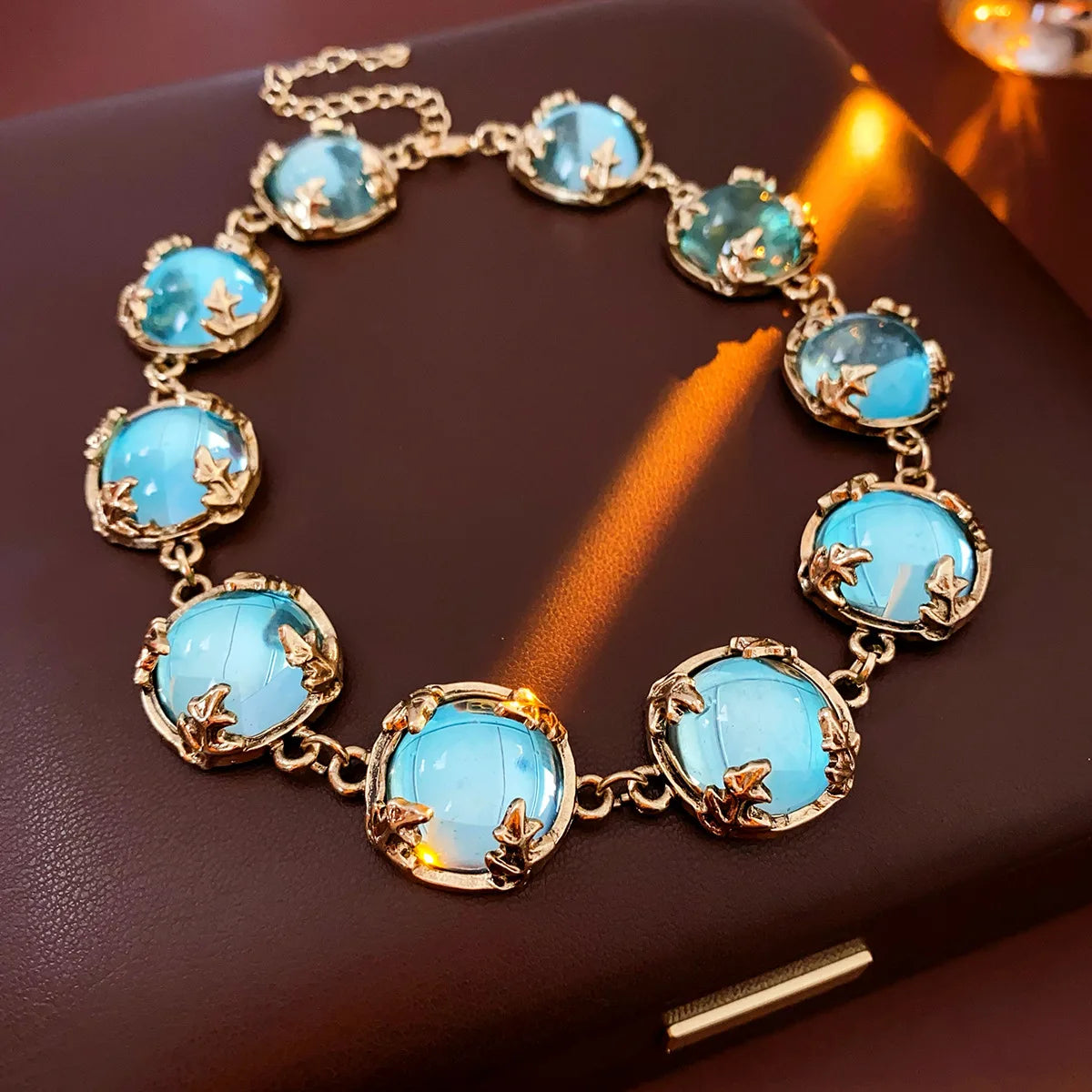 Vintage Fashion Wedding Jewelry Sets for Women Light Luxury Round Resin Necklace Versatile High-end Earring Bracelet K's Collection Store
