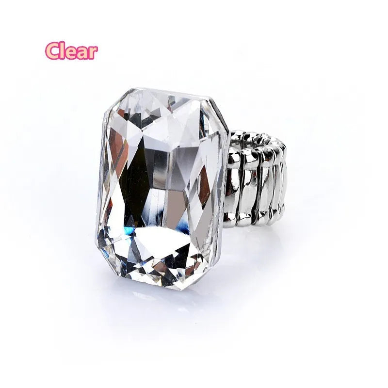 Personality Elegant Big Ring for Women 7 Colors Big Resin Stone Fashion Elastic Stretch Finger Rings Jewelry Christmaswholesale K's Collection Store