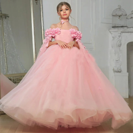 Flower Wedding Party Dress For Girls Kids Princess Tutu Dresses Girl Fashion Lace Birthday Clothes Summer Evening New Prom Gown K's Collection Store