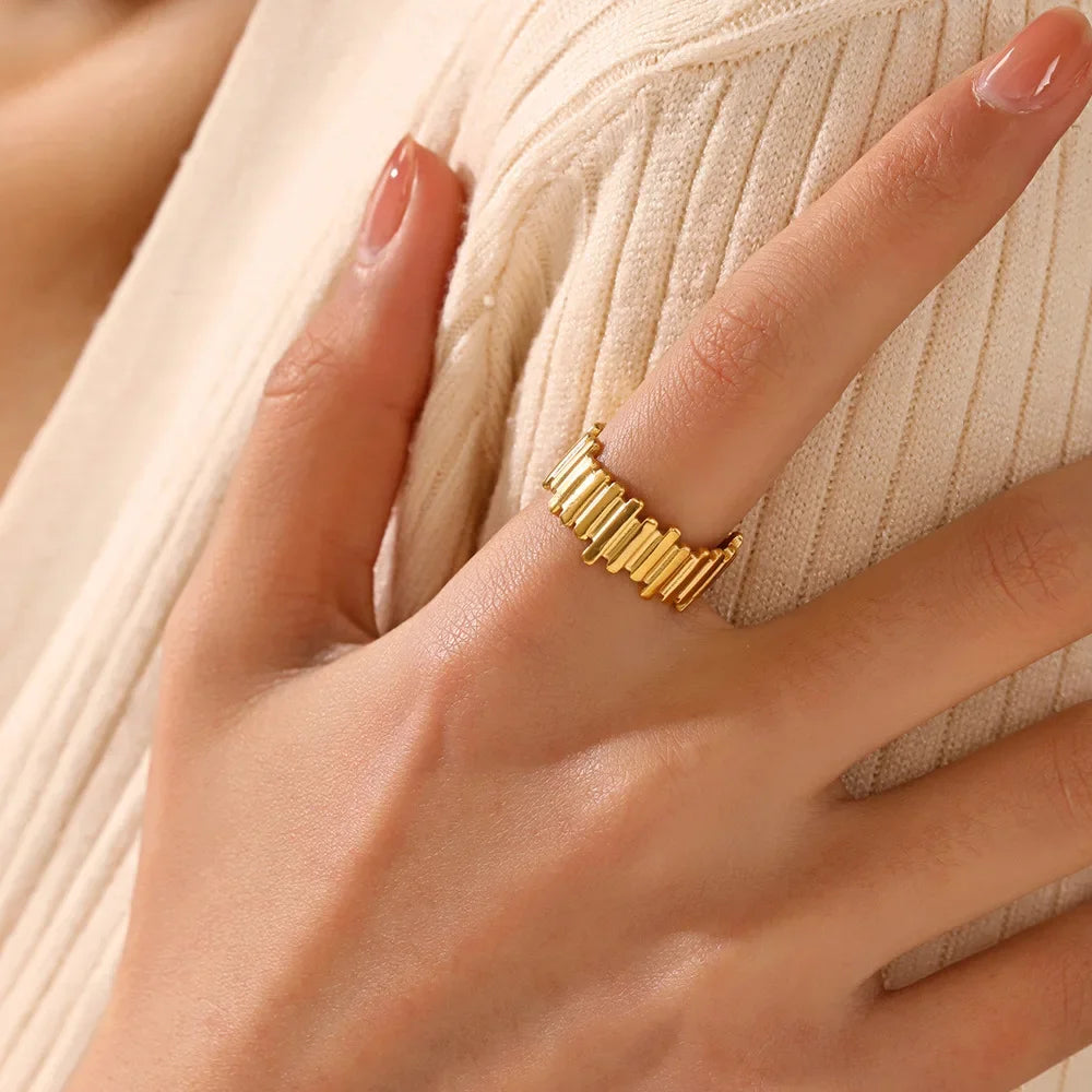 New Trendy Stainless Steel Geometric Rings for Women Gold Color Minimalist Adjustable Finger Rings Wedding Party Jewelry Gifts K's Collection Store