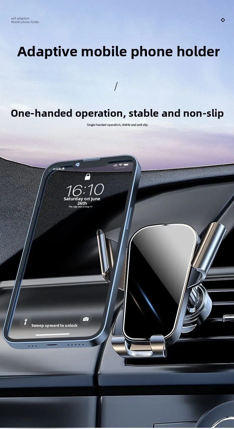 Black air vent phone mount holding a smartphone with stable non-slip grip