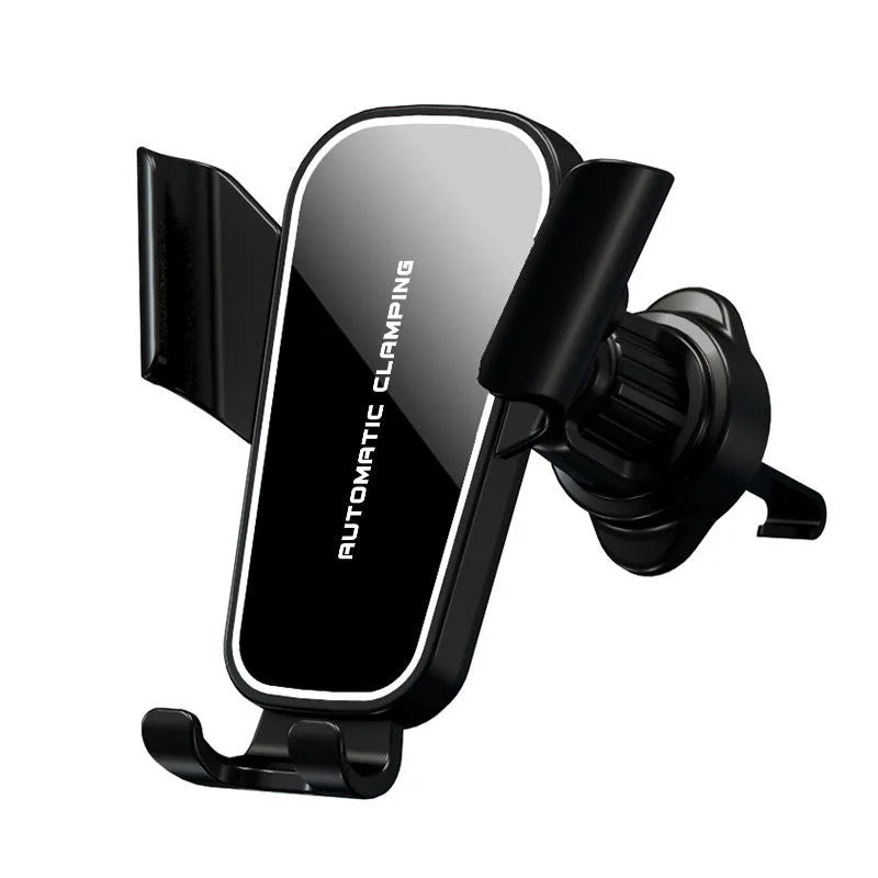 Black car air vent phone mount with adjustable cradle and clip holder