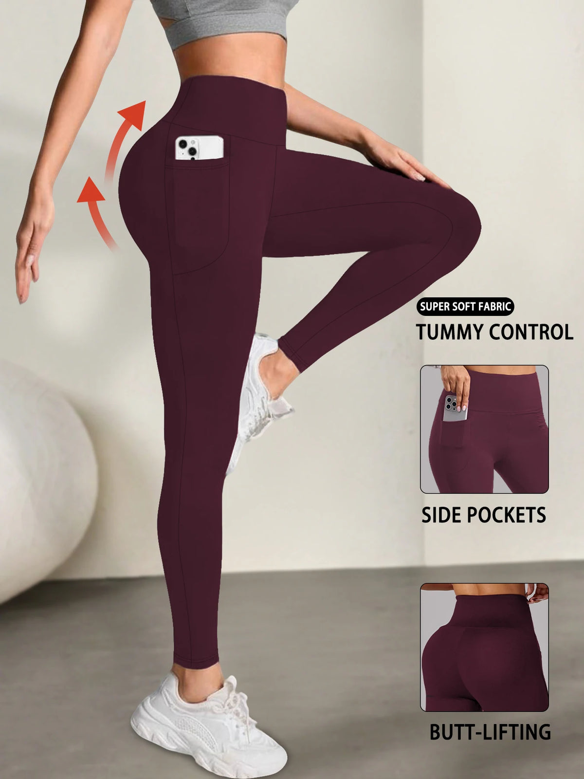 Women's Super Soft Leggings with Pockets, High Waisted Tummy Control for Yoga Workout and Casual Lounge Wear Comfort K's Collection Store