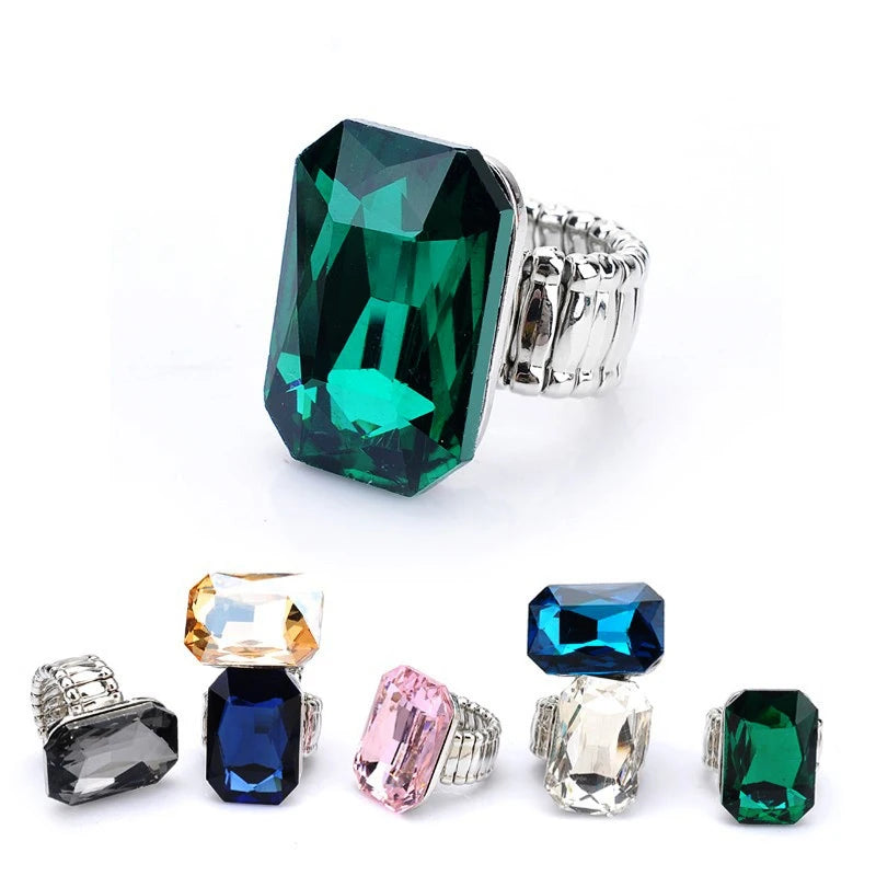 Personality Elegant Big Ring for Women 7 Colors Big Resin Stone Fashion Elastic Stretch Finger Rings Jewelry Christmaswholesale K's Collection Store