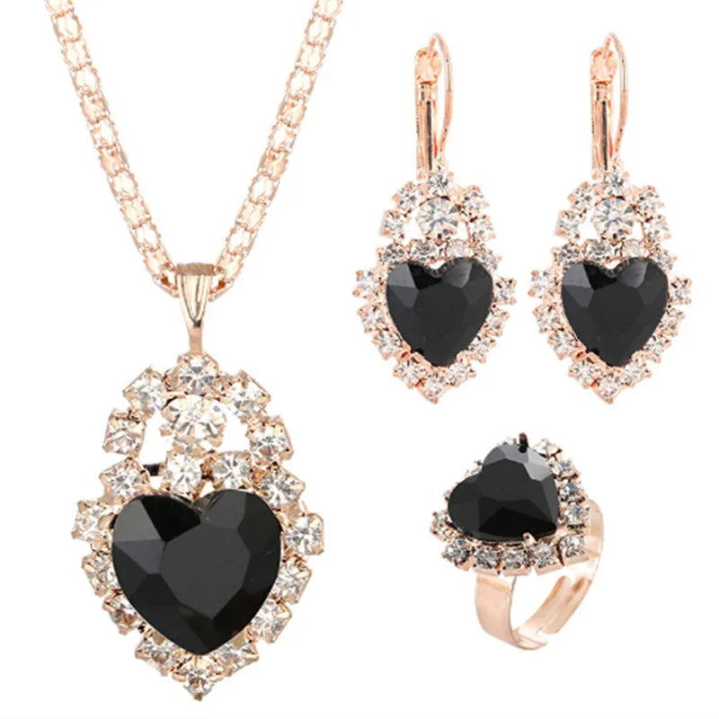 Jewelry Sets Women Wedding Jewelry Set for Brides Gold-Color Zirconia Earring Pendant Necklace Ring Sets K's Collection Store