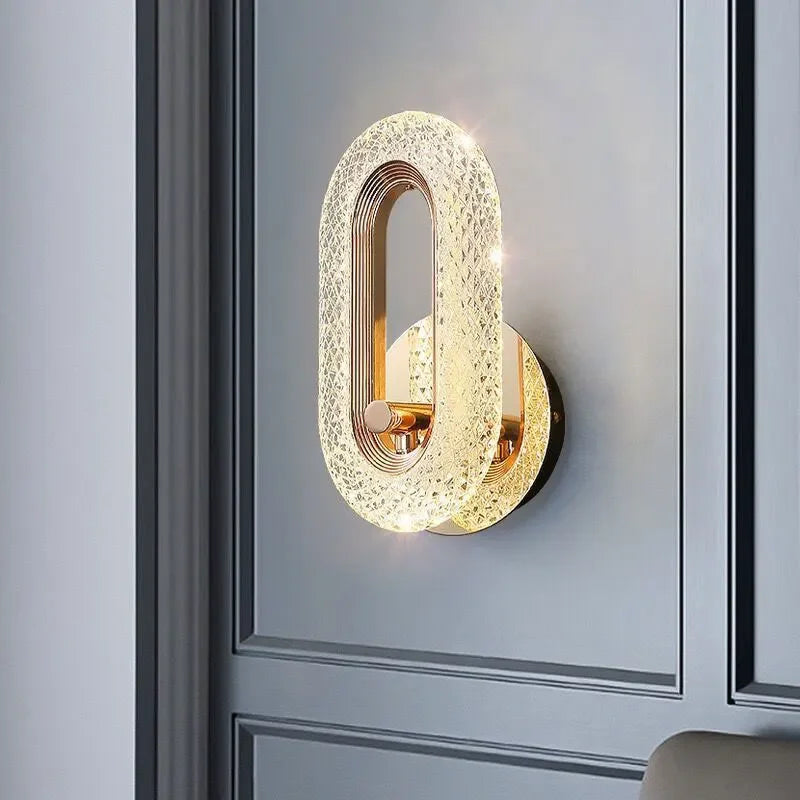 Luxury Bedroom Decoration Wall Lamp Acrylic Lampshade Rose Gold Metal Body Sconce Light LED Home Corridor Warm Atmosphere Lustre K's Collection Store