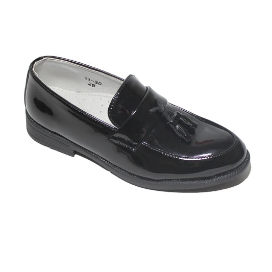 Boys Shoes For Children Teenagers Party Wedding Performance Show Stage Black Casual Flats Kids Patent PU Leather Shoes Soft K's Collection Store