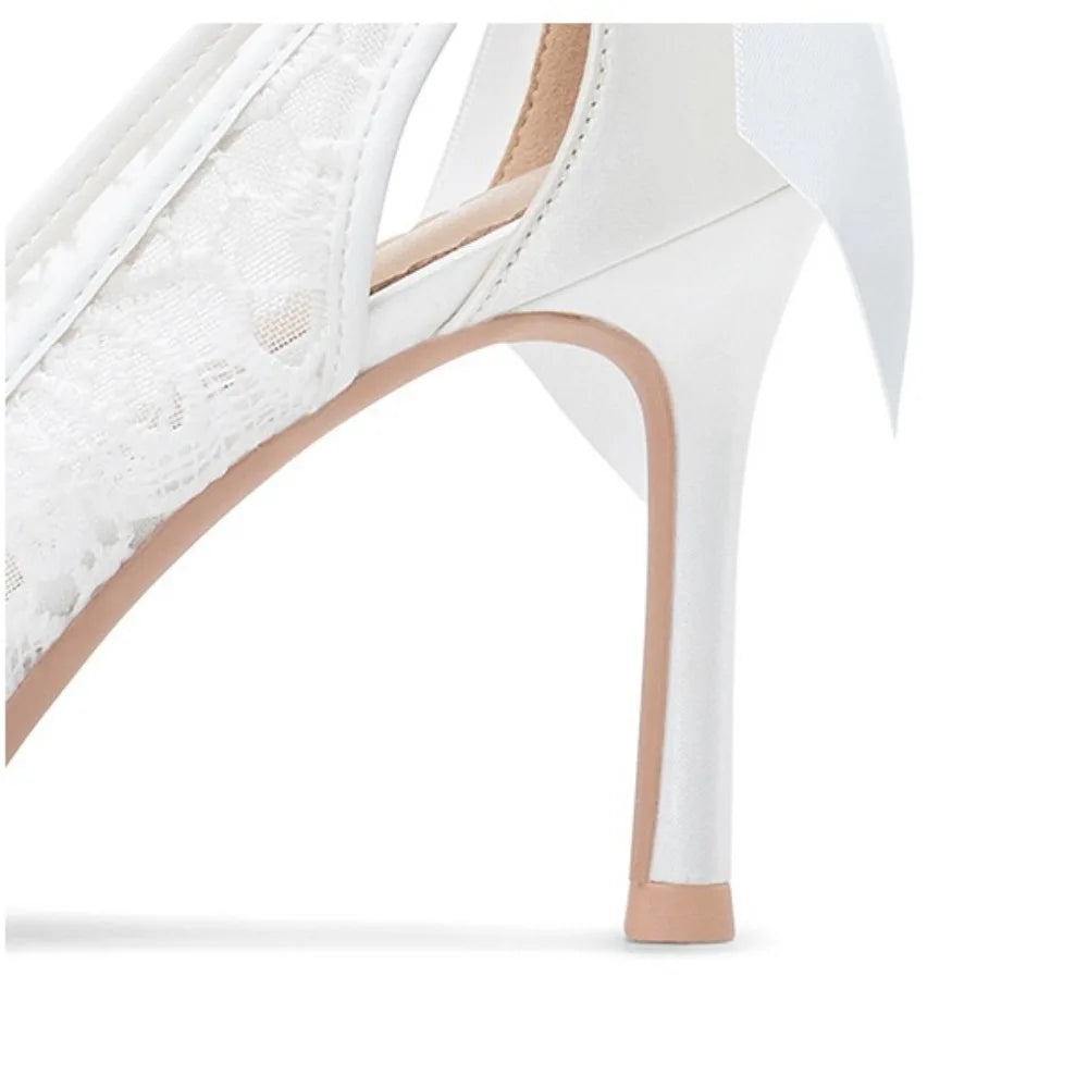 Women's Pumps and Heels Elegant Woman Heeled Shoes Lace Wedding Shoes Woman Heeled Sandals K's Collection Store