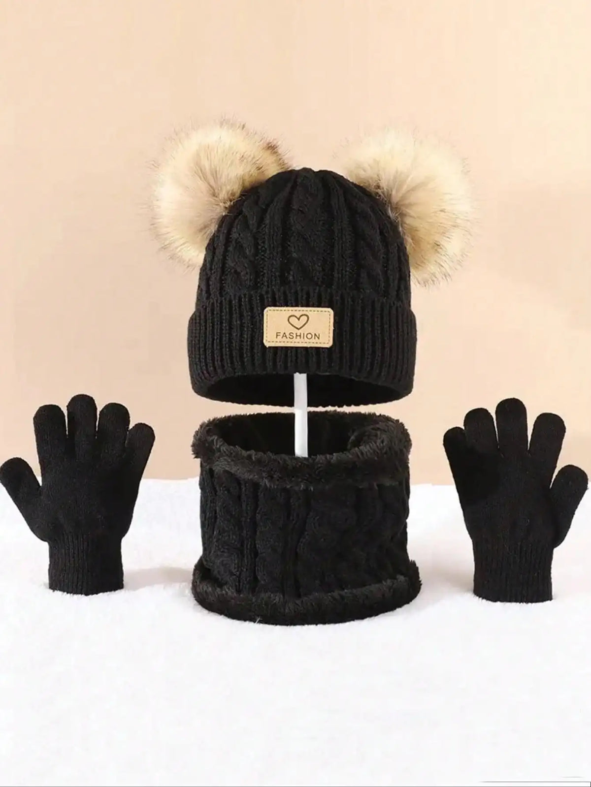 3PC 2-12Y Autumn and Winter Children's Hats and Neck Gloves Set, Cute, Comfortable and Warm, Hats for Boys and Girls K's Collection Store