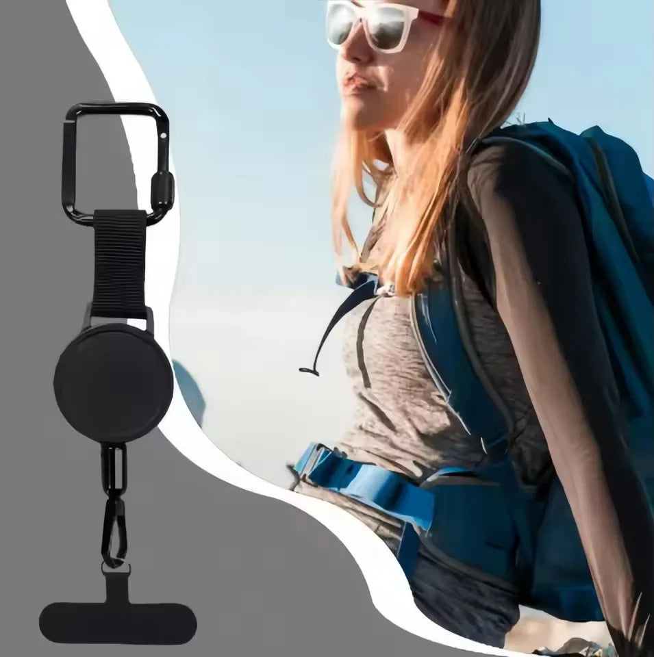 Retractable Anti-Theft Phone Holder Smartphone Safety Lanyard Stra with Carabiner Anti-Drop Harness for Hiking Cycling Climbing K's Collection Store