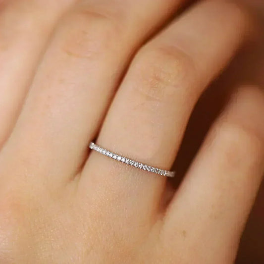 Simple Delicate Trendy Shiny Inlay Zirconia Thin Rings for Women Rose Gold Silver Colour Ring Wedding Accessory Jewelry Gifts K's Collection Store