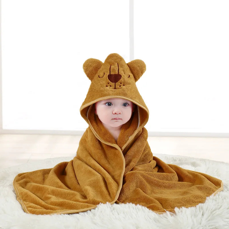 Toddler Bathrobe Infant Bath Towel Boy Girl Blankets Swaddle With Hood Cartoon Coral Fleece Towel Blanket Newborn Kids Bedding K's Collection Store