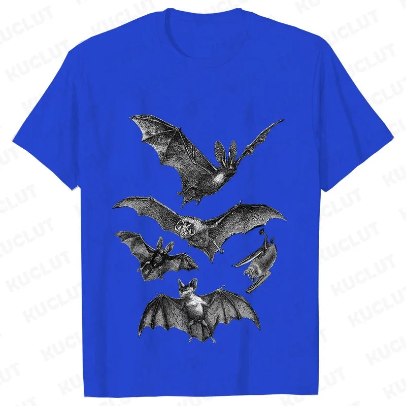 Gothic T Shirts for Men Witchy Clothing Goth Dark Grunge T-shirt Aesthetic Halloween Vampire Bat Vintage Clothes Short Sleeve K's Collection Store