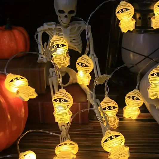Spooky Mummy LED String Lights USB Battery-Powered Halloween Decor Perfect for Ghost Festivals Christmas Wedding Parties K's Collection Store