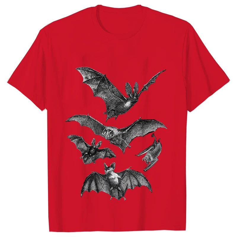 Gothic T Shirts for Men Witchy Clothing Goth Dark Grunge T-shirt Aesthetic Halloween Vampire Bat Vintage Clothes Short Sleeve K's Collection Store