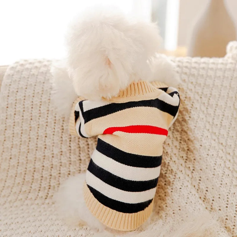 Luxury Striped Dog Cardigan Sweater | Small Dogs, Chihuahua, Bichon, Kitten – Warm Pet Coat K's Collection Store
