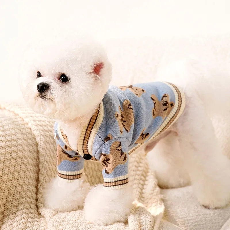 Luxury Striped Dog Cardigan Sweater | Small Dogs, Chihuahua, Bichon, Kitten – Warm Pet Coat K's Collection Store