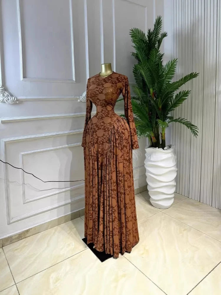 Luxury Women Elegant Design Print Mesh Long Dress with Inner Dress 2 Piece Set Vacation Beach Style Long Sleeved Maxi Dresses K's Collection Store