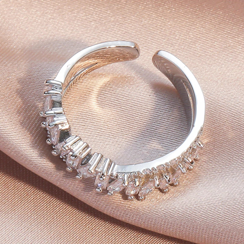 Adjustable Geometric Cubic Zirconia Ring K's Collection Store