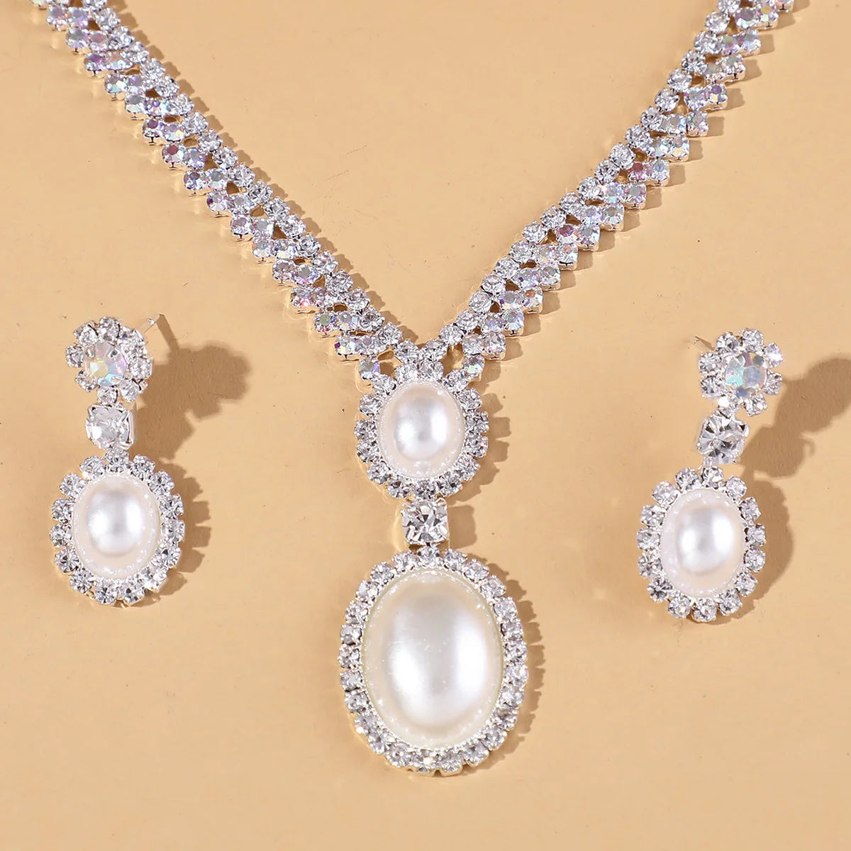 Jewelry Wholesale Fashion New Necklace Earrings Bracelet Set Shiny Bride Jewelry Set Collarbone Necklace K's Collection Store