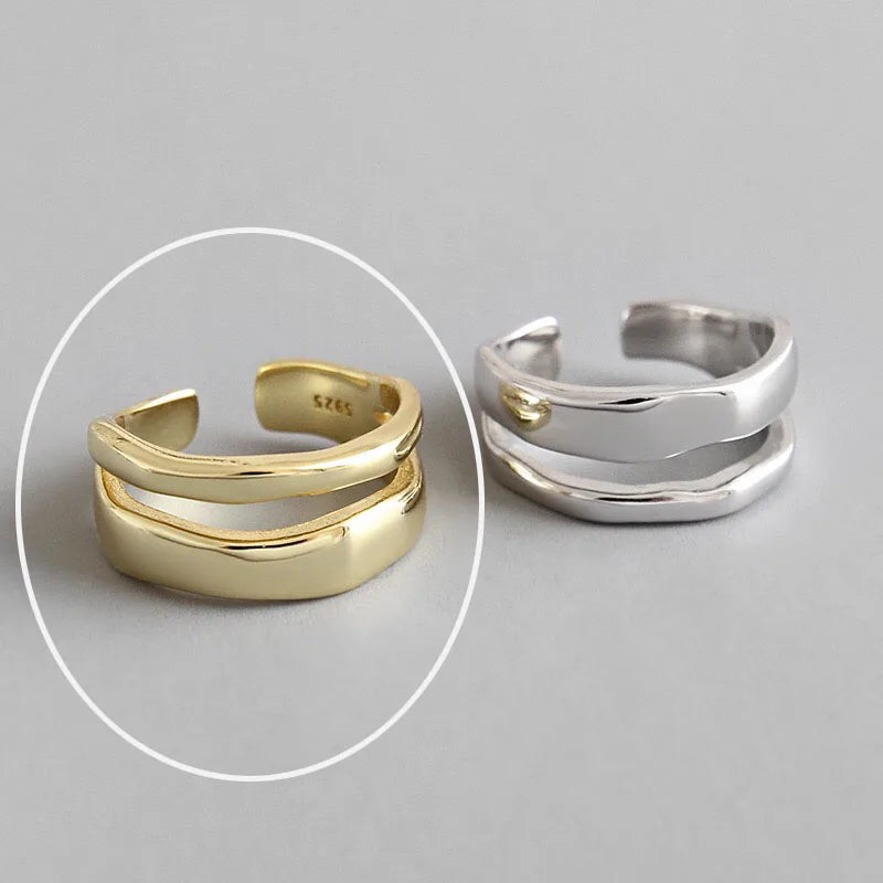 Real 925 sterling silver finger rings for women irregular Trendy fine Jewelry Large Adjustable Antique Rings Anillos K's Collection Store