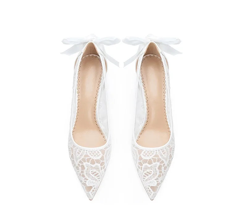 Women's Pumps and Heels Elegant Woman Heeled Shoes Lace Wedding Shoes Woman Heeled Sandals K's Collection Store