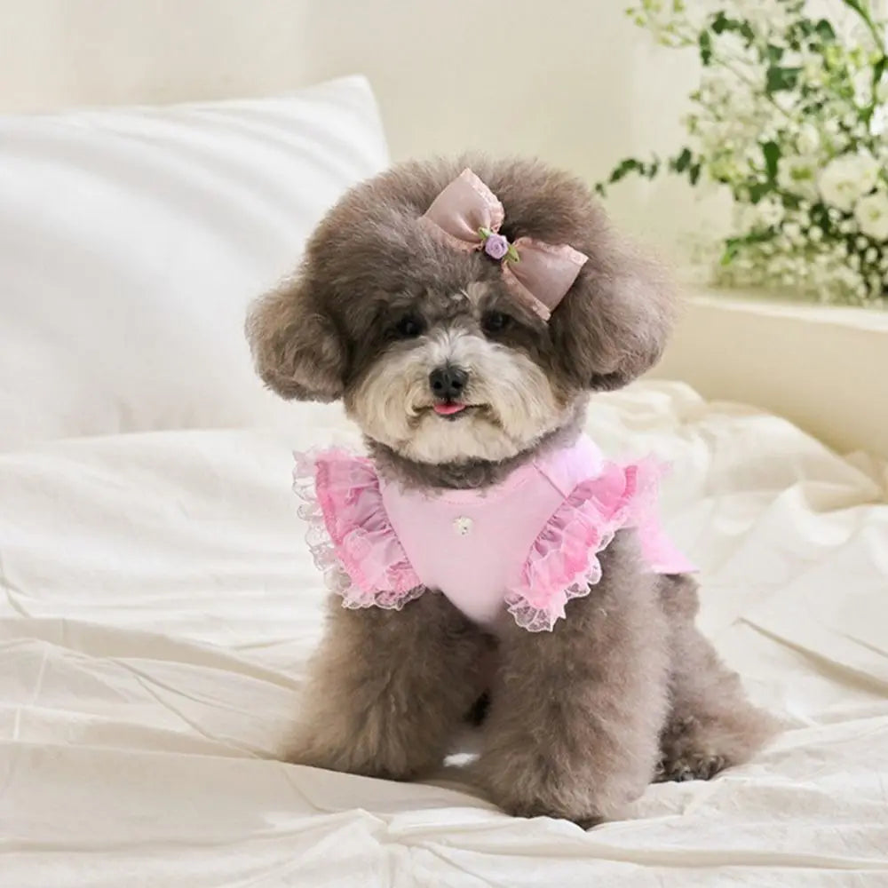 Pet Supplies Lace Pet Summer Vest Soft Flying Sleeve Cat Base Skirt Breathable Dog Clothes Puppy K's Collection Store