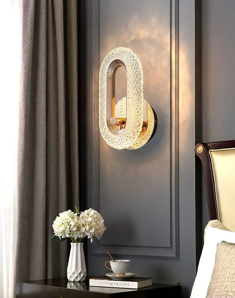Luxury Bedroom Decoration Wall Lamp Acrylic Lampshade Rose Gold Metal Body Sconce Light LED Home Corridor Warm Atmosphere Lustre K's Collection Store