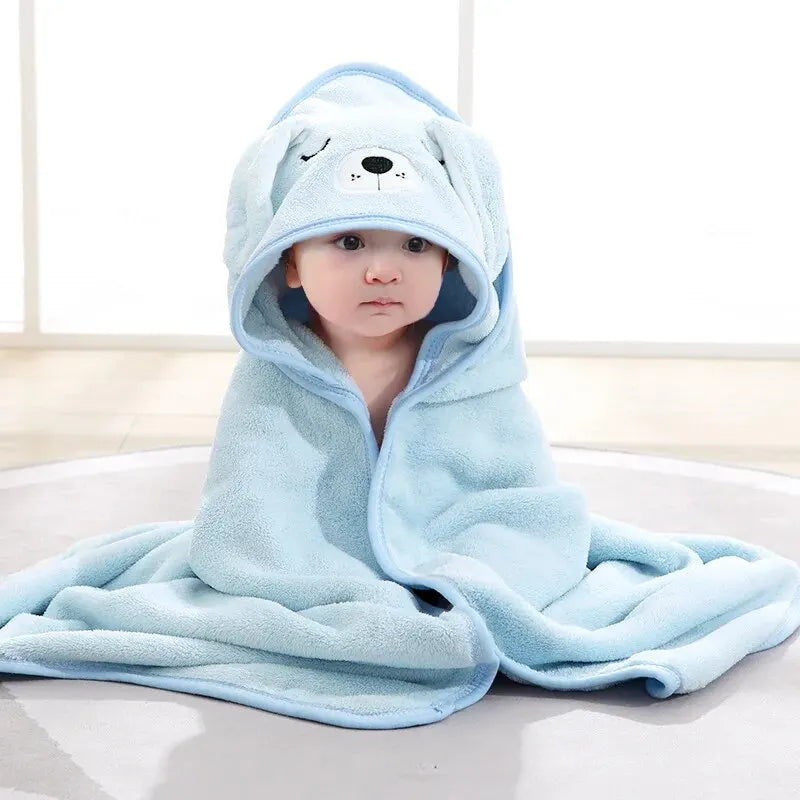 Toddler Bathrobe Infant Bath Towel Boy Girl Blankets Swaddle With Hood Cartoon Coral Fleece Towel Blanket Newborn Kids Bedding K's Collection Store