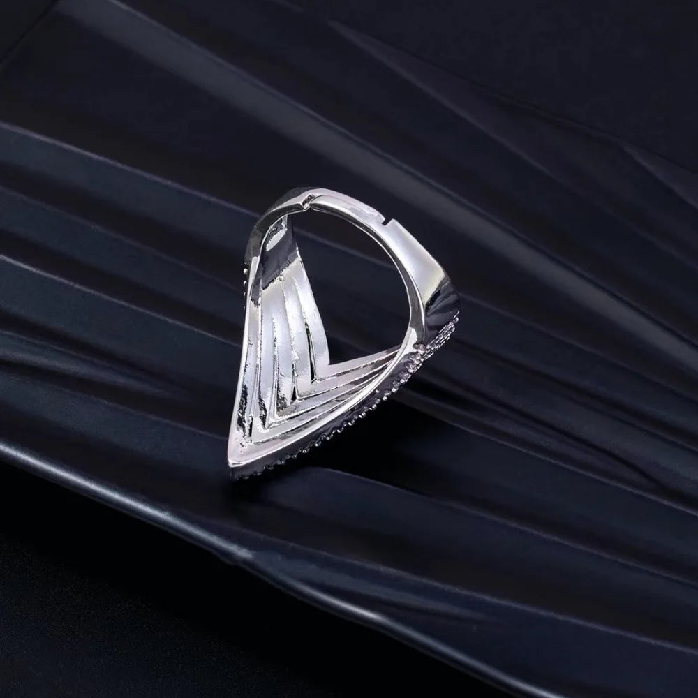 Women's Layered V-Shaped Zircon Ring K's Collection Store