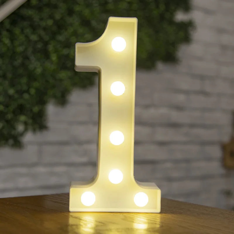 Luxury Alphabet Letter LED Lights Luminous Number Lamp  Battery Night Light for Home Wedding Birthday Christmas Party Decoration K's Collection Store